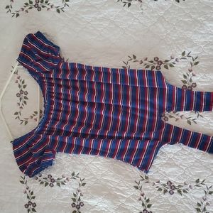 rue21 red white and blue striped tie front top